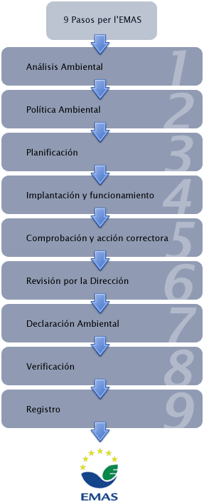 Pasos para la implantación de EMAS en las organizaciones.