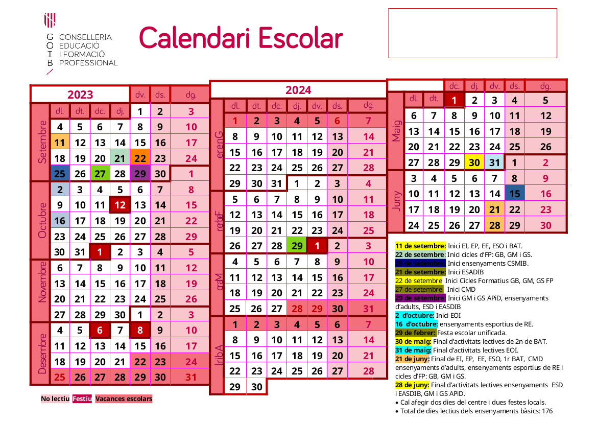 Dia De Baleares 2023 El curso escolar 2023-2024 empezará el día 11 de septiembre y acabará el 21  de junio