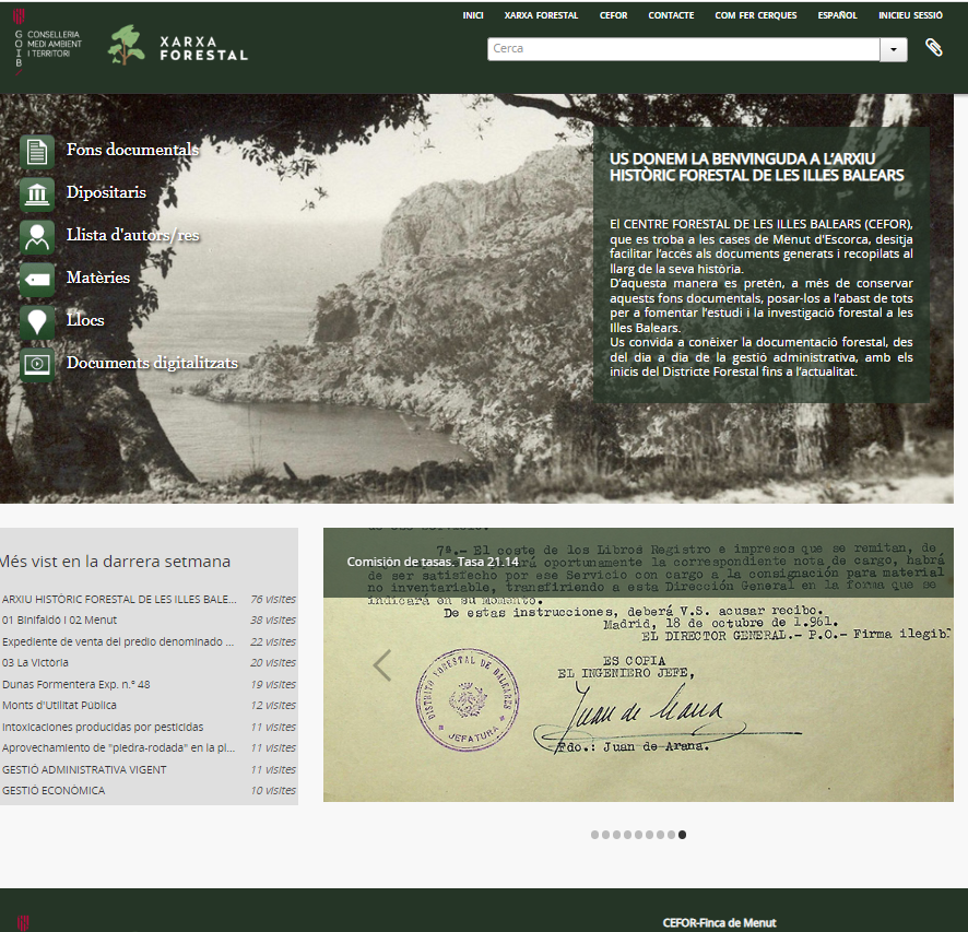 Portal de l'Arxiu Històric Forestal de les Illes Balears