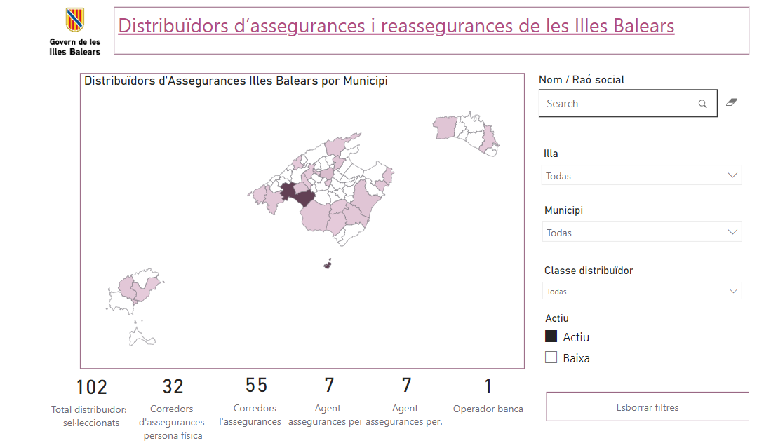 Mapa distribuïdors assegurances Illes Balears