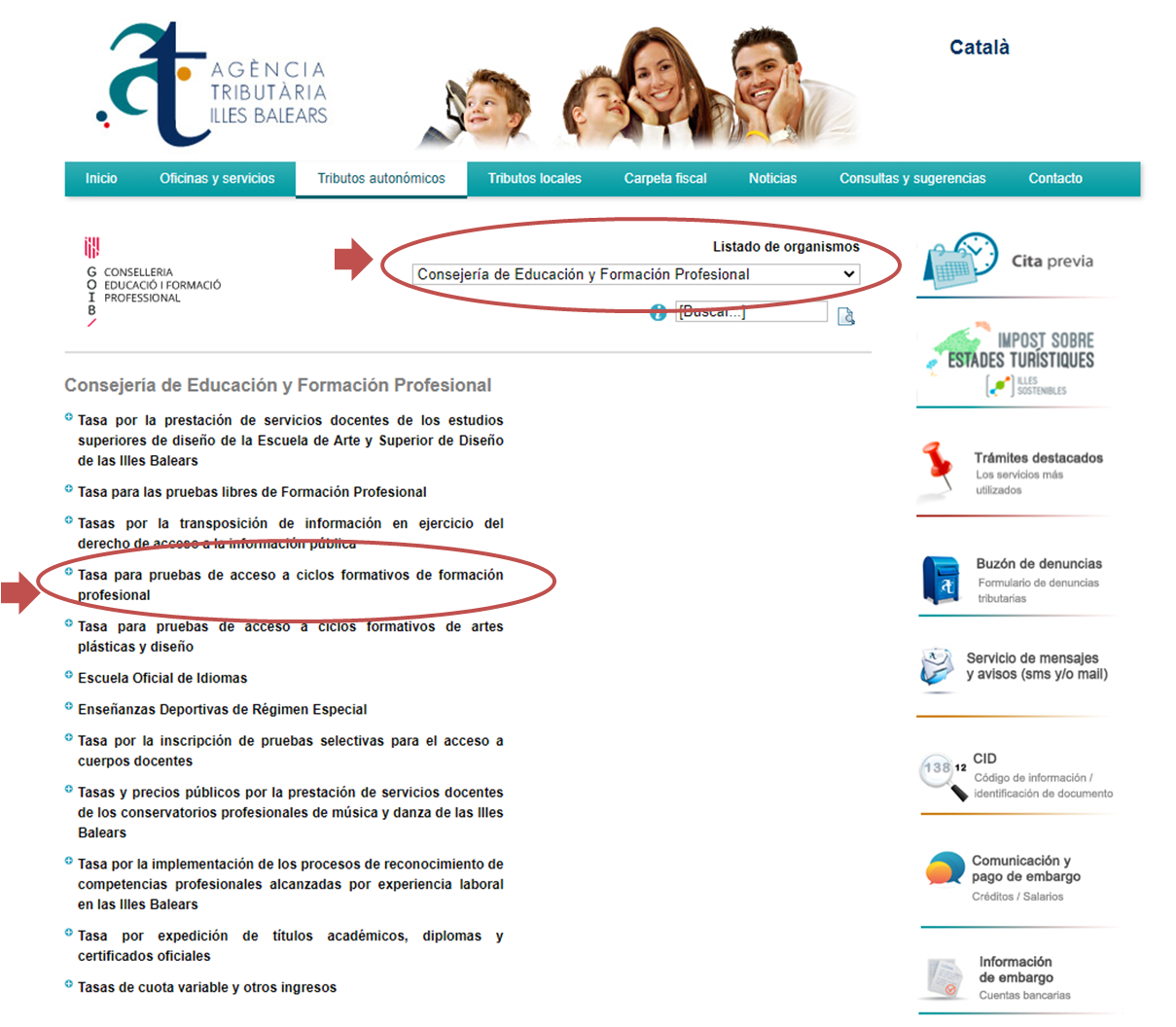 Pantalla pagament taxa