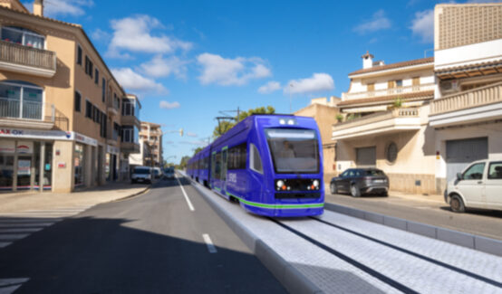 Projecció del tren pel terme de Llucmajor.
