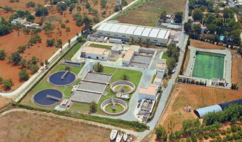 Imatge aèria de l’emissari de l’Estació Depuradora d’Aigües Residuals (EDAR) de Santa Eulària des Riu