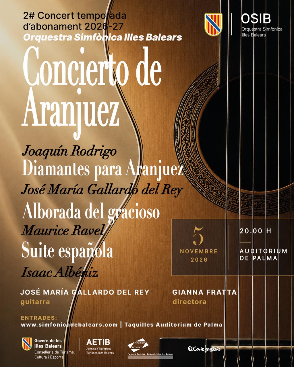 Cartel del Concierto de Aranjuez, de Joaquín Rodrigo, amb la Simfònica