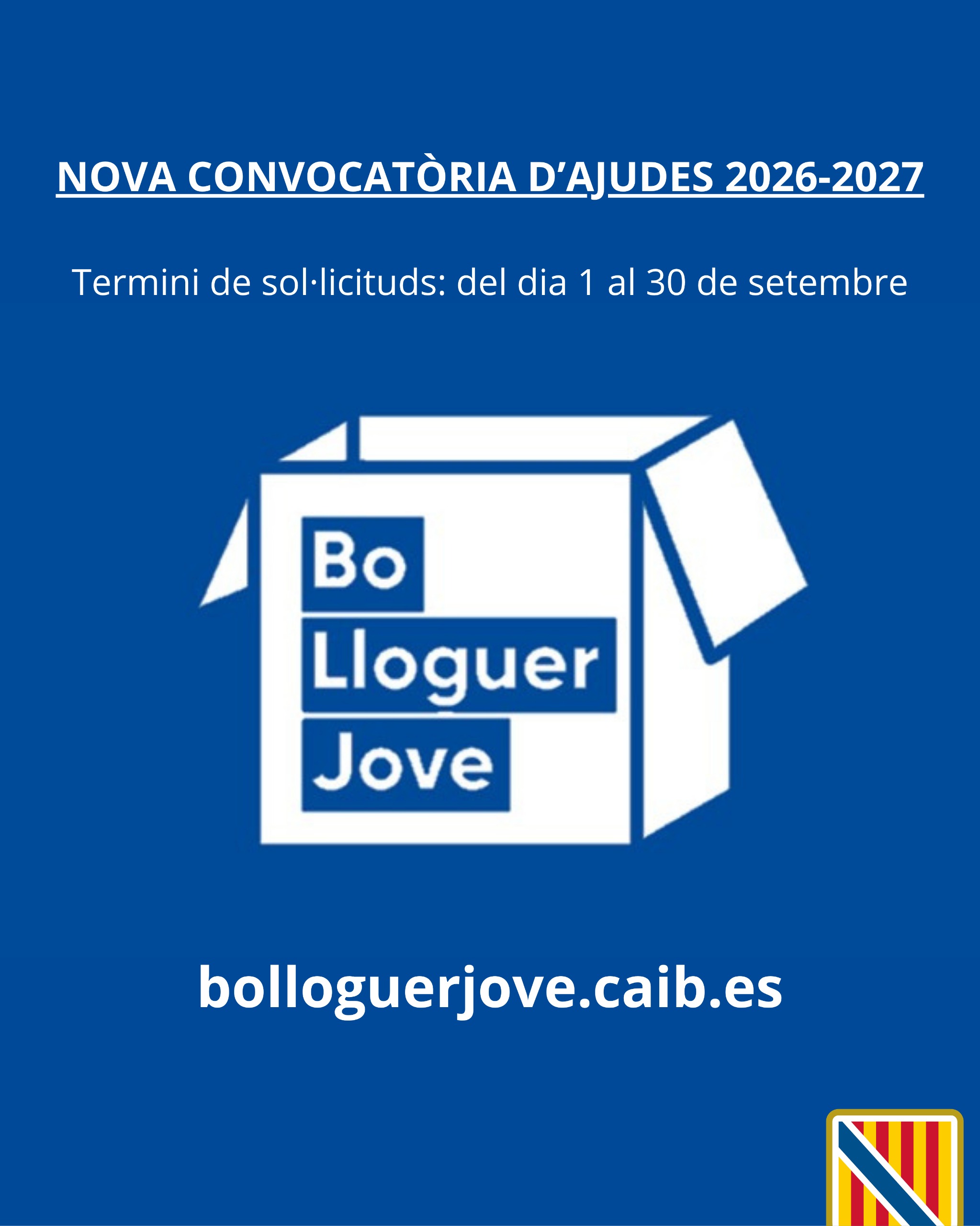 Cartell de la nova convocatòria Bo Lloguer Jove