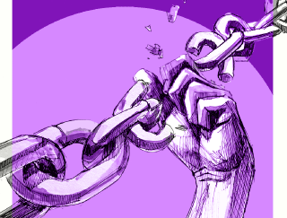 Mano rompiendo una cadena