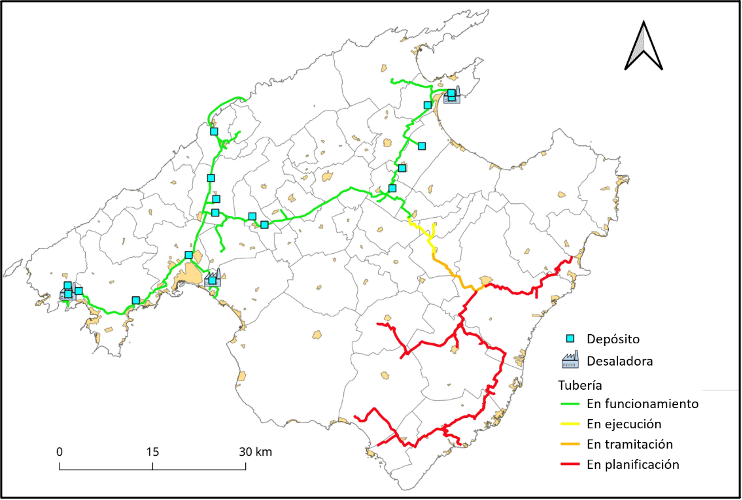 Mapa de las desalinizadoras de Mallorca