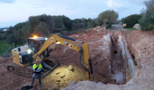 Reparació d'un emissari a Menorca