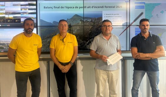 Joan Santana, Miquel Sintes, el conseller Joan Simonet i Tomeu Llabrés, gerent de l'IBANAT