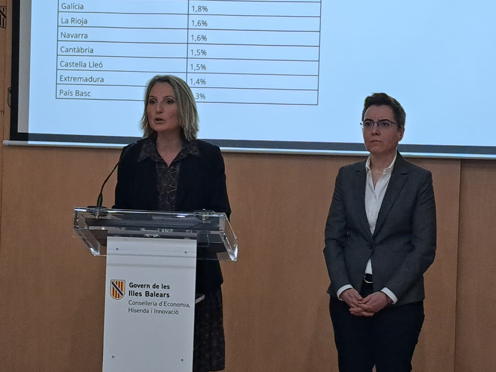 La consellera Catalina Cabrer acompanyada de la directora general de Treball i Salut Laboral, Luz Moreno