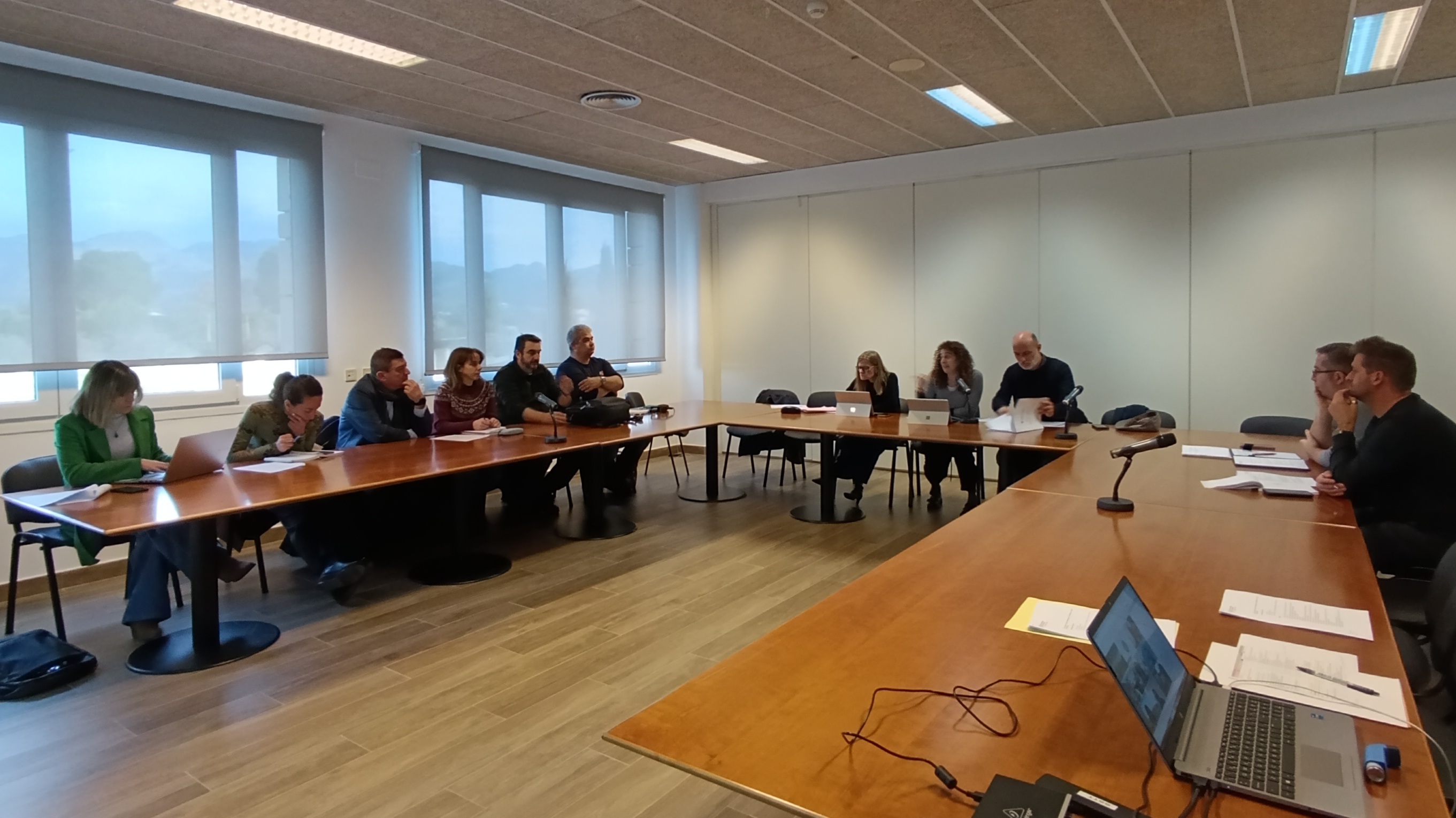 Assistents a la reunió de treball sobre seguretat i accessibilitat en el transport públic.