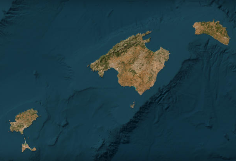 Mapa satèl·lit de les Illes Balears