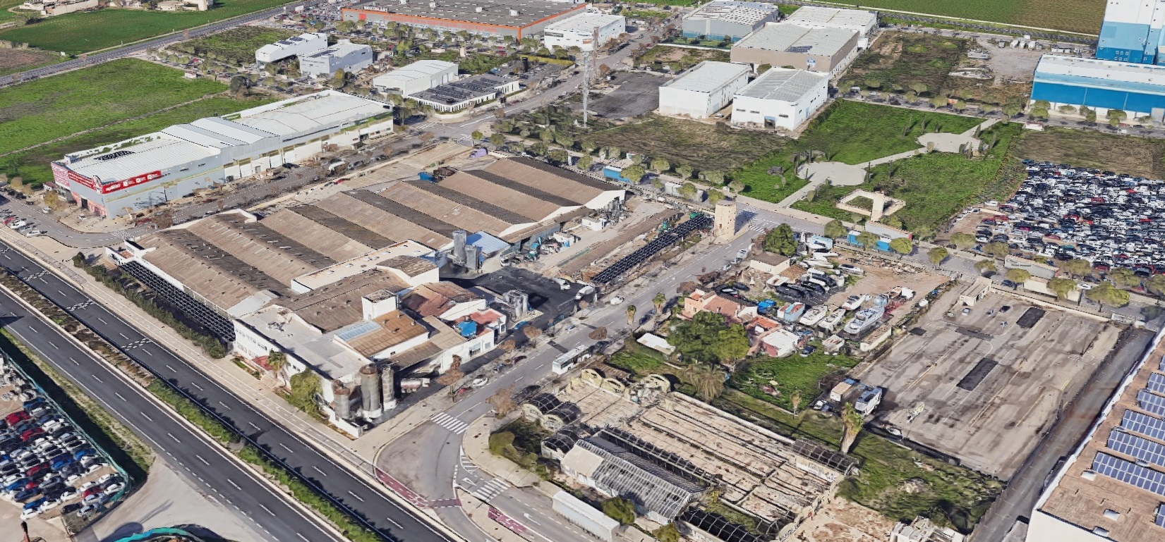 Vista aèria d'un polígon industrial.