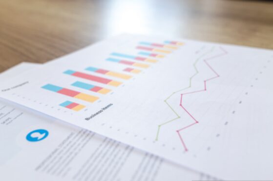 Primer plano de folio con gráficos relativos a datos económicos